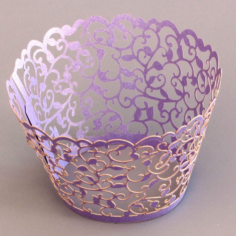 Cupcake Wrapper Pearl Lavender Filigree