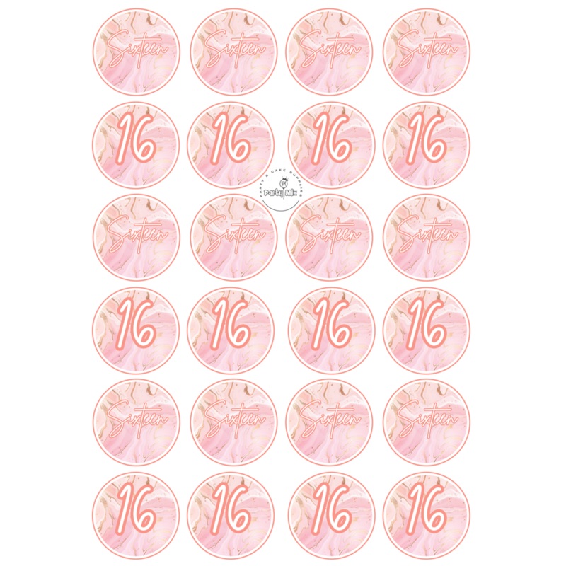 Edible Cupcake Toppers - 16th Rose Gold