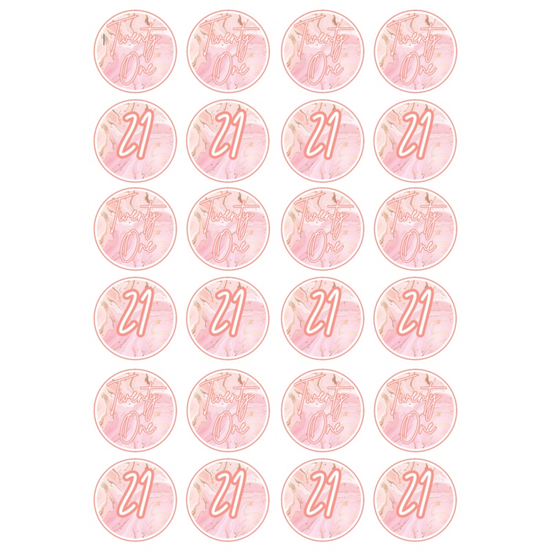 Edible Cupcake Toppers - 21st Rose Gold