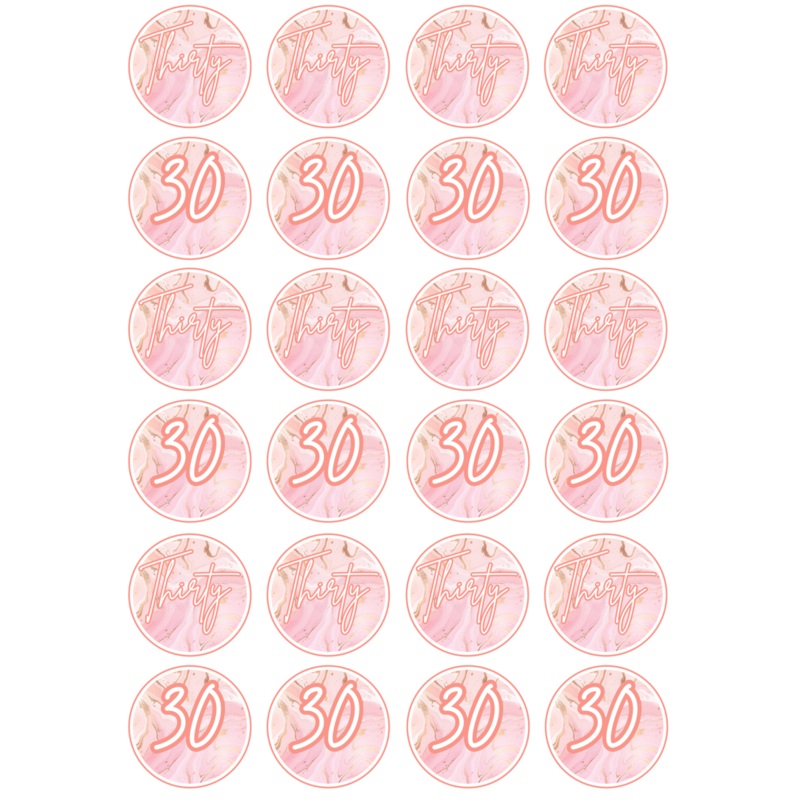 Edible Cupcake Toppers - 30th Rose Gold