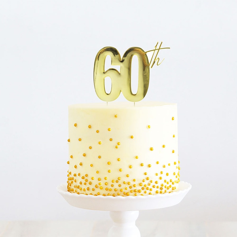 Gold Metal Cake Topper - 60th
