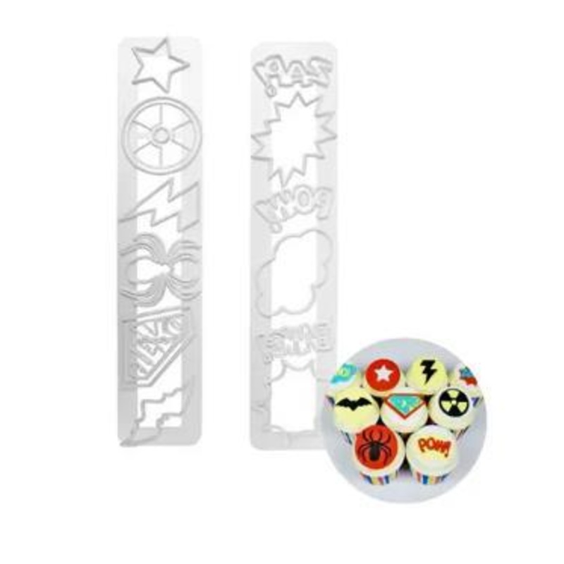 Superhero Cookie/Biscuit Impression Cutter Pk/2 Cake Craft
