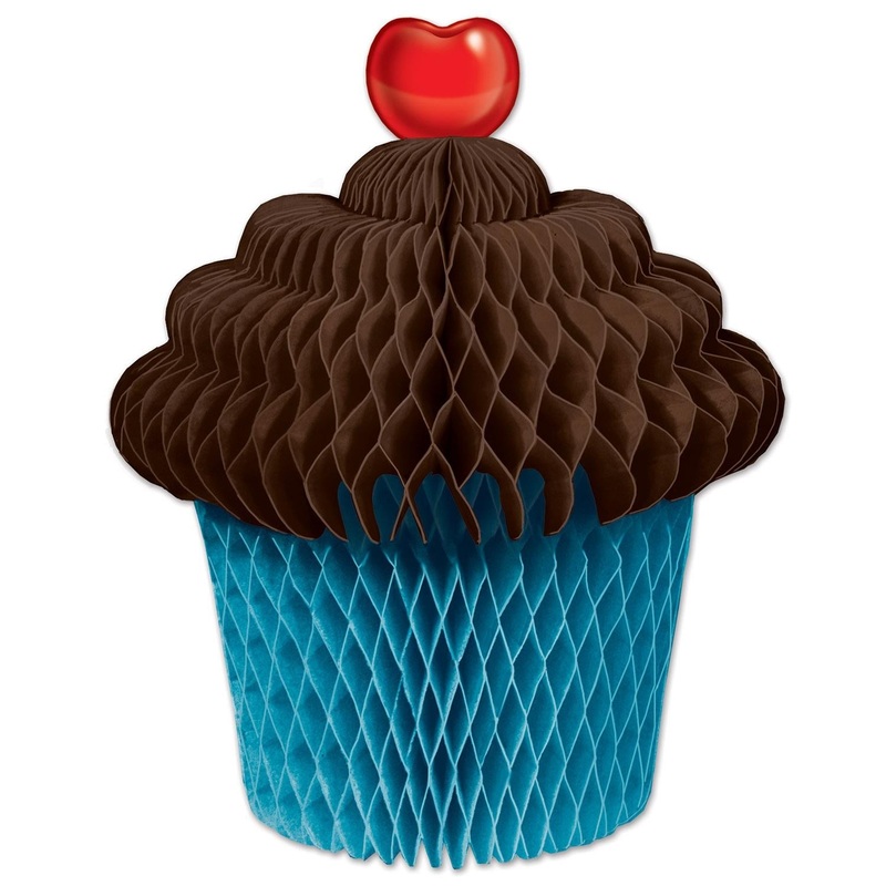 12 Pack Beistle Tissue Cupcake Centerpiece - brown/turquoise
