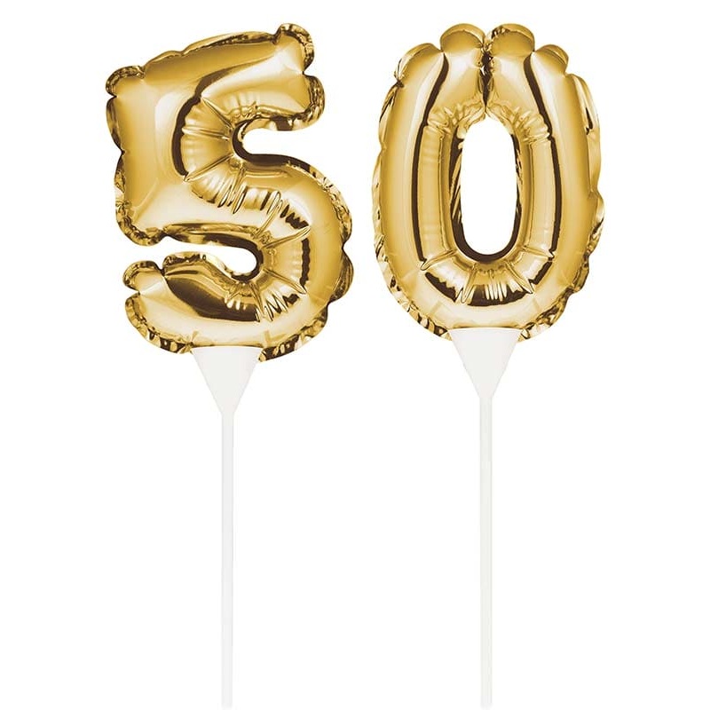Balloon Cake Topper Number 50 Gold