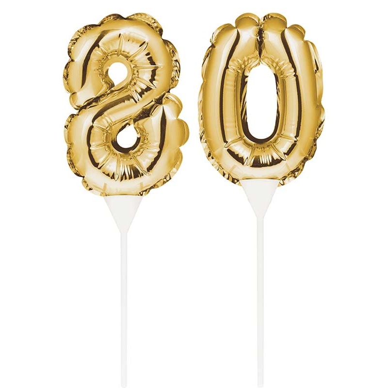 Balloon Cake Topper Number 80 Gold