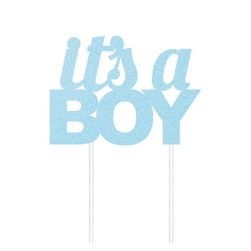 Blue Glitter It's A Boy Cake Topper