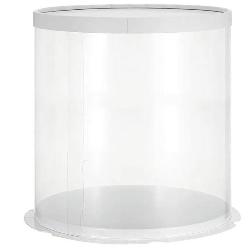 Cake Box/Tube Clear Acetate 10x10x10 inch White Lid & Base