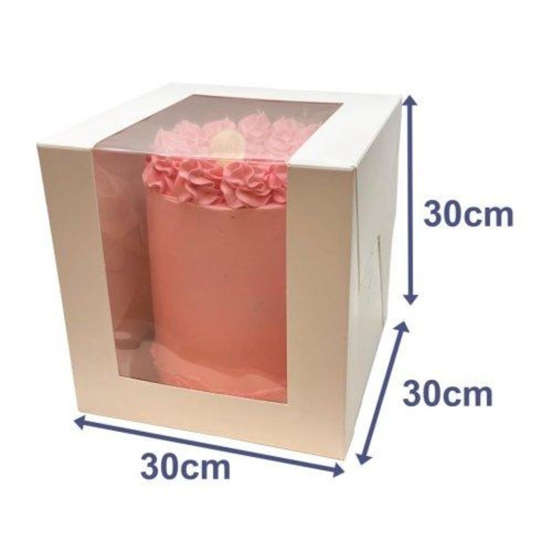 Cake Box White 12 Inch (30cm) Clear Window 1 Side and Top Each