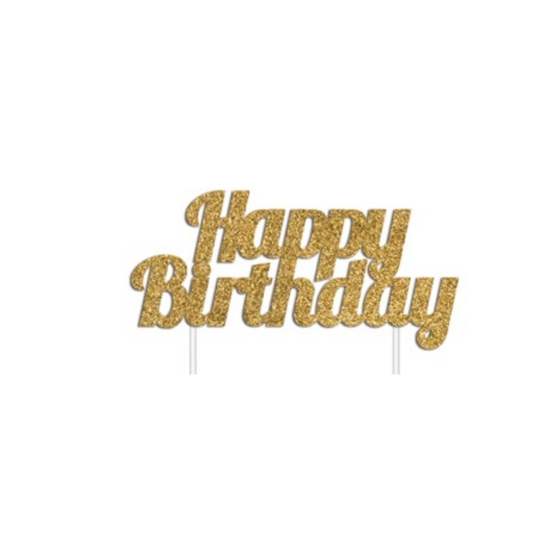 Cake Topper Budget Happy Birthday Gold