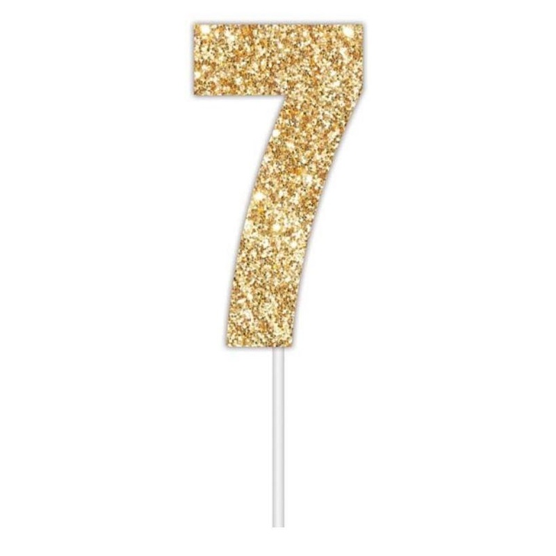 Cake Topper Budget Number 7 Glitter Gold