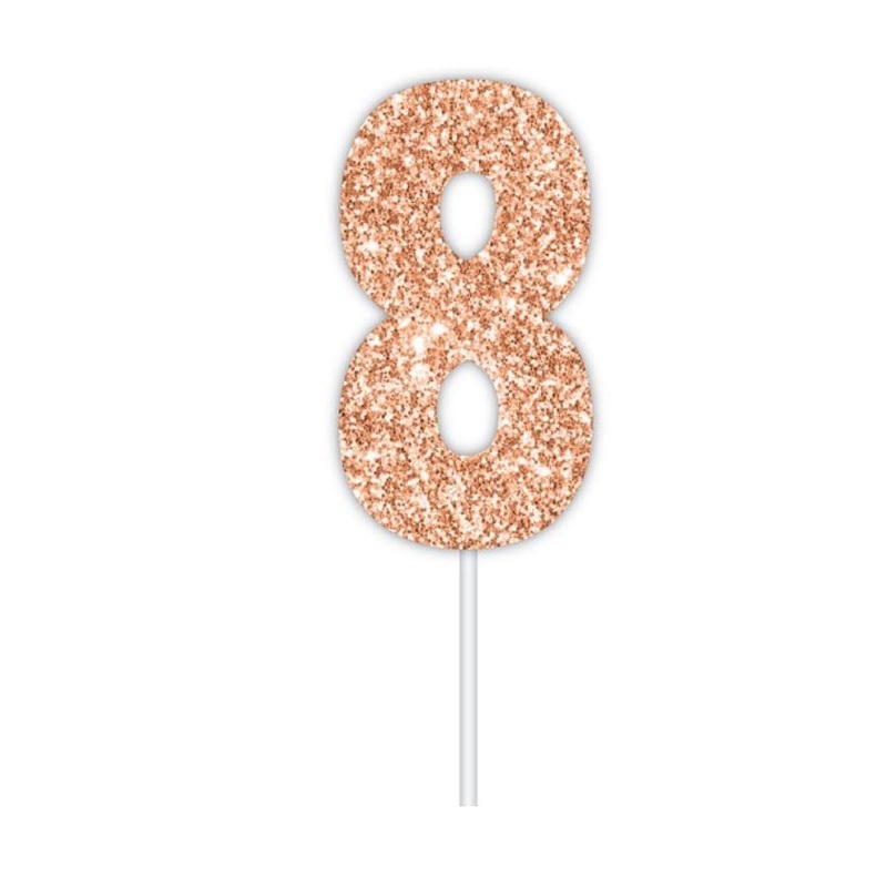 Cake Topper Budget Number 8 Rose Gold