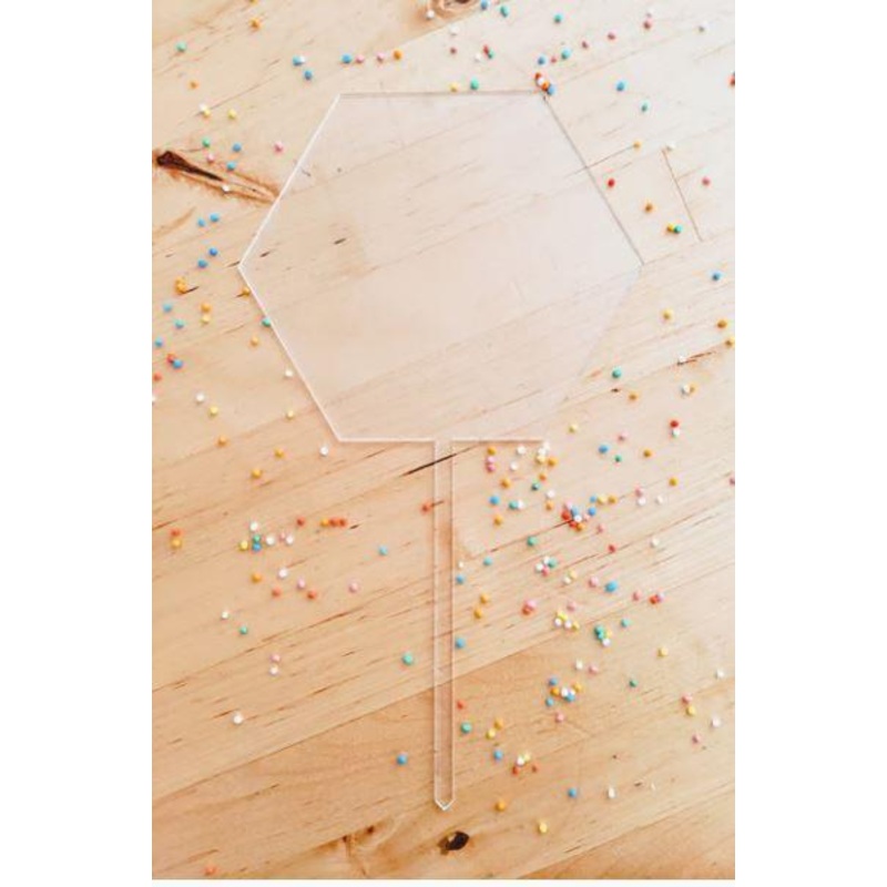Cake Topper Hexagonal Blank Acrylic Clear
