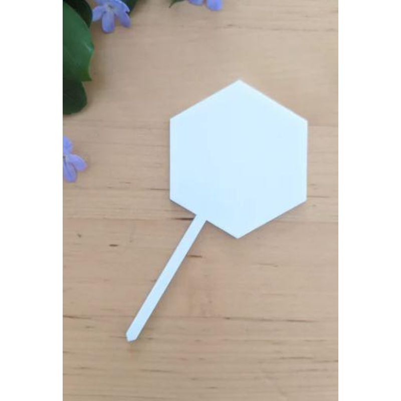 Cake Topper Hexagonal Blank Acrylic White