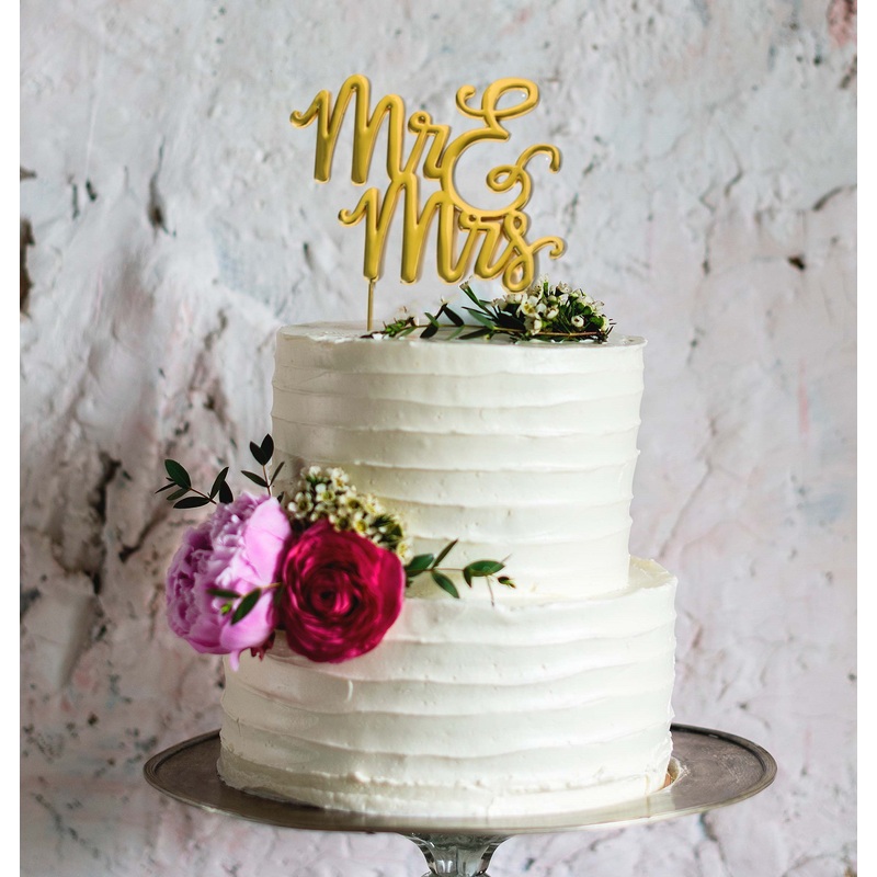 Cake Topper Mr & Mrs Gold Plated