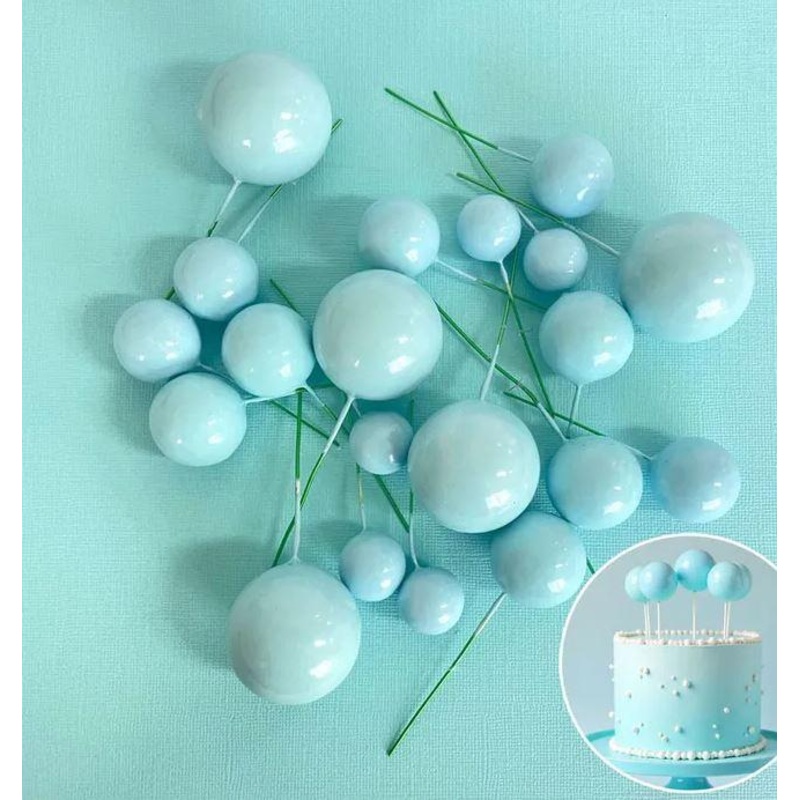 Cake Toppers Deco Foam Balls Baby Light Pastel Blue Pk/20