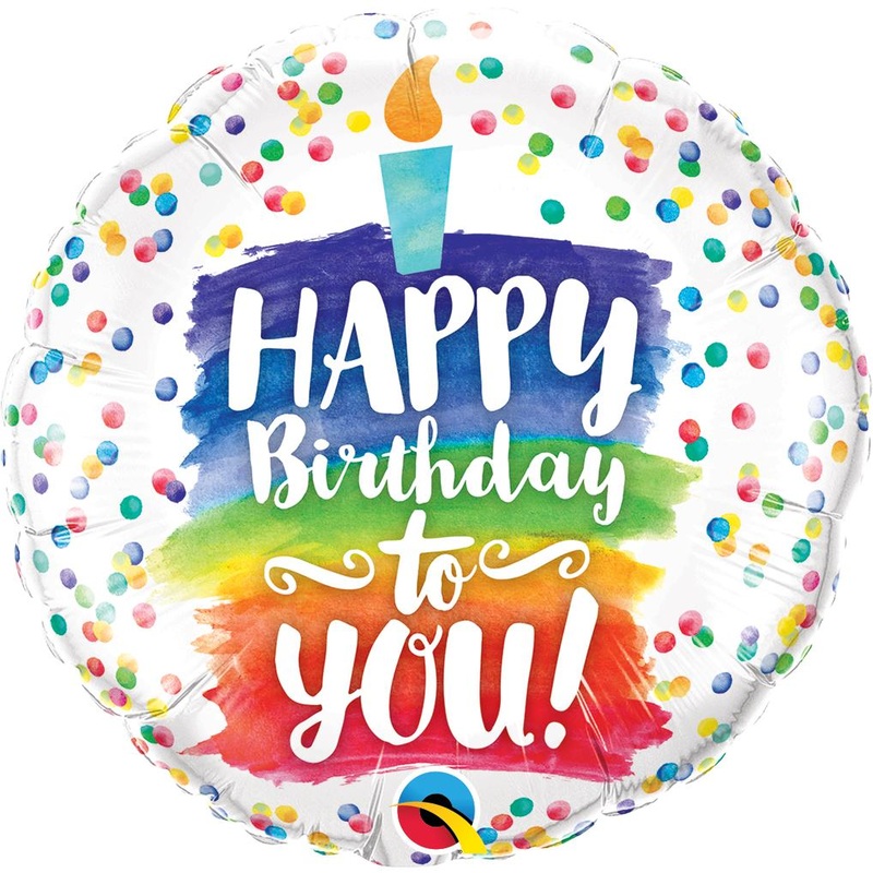Happy Birthday To You Rainbow Cake Round Foil Balloon 18in / 45cm