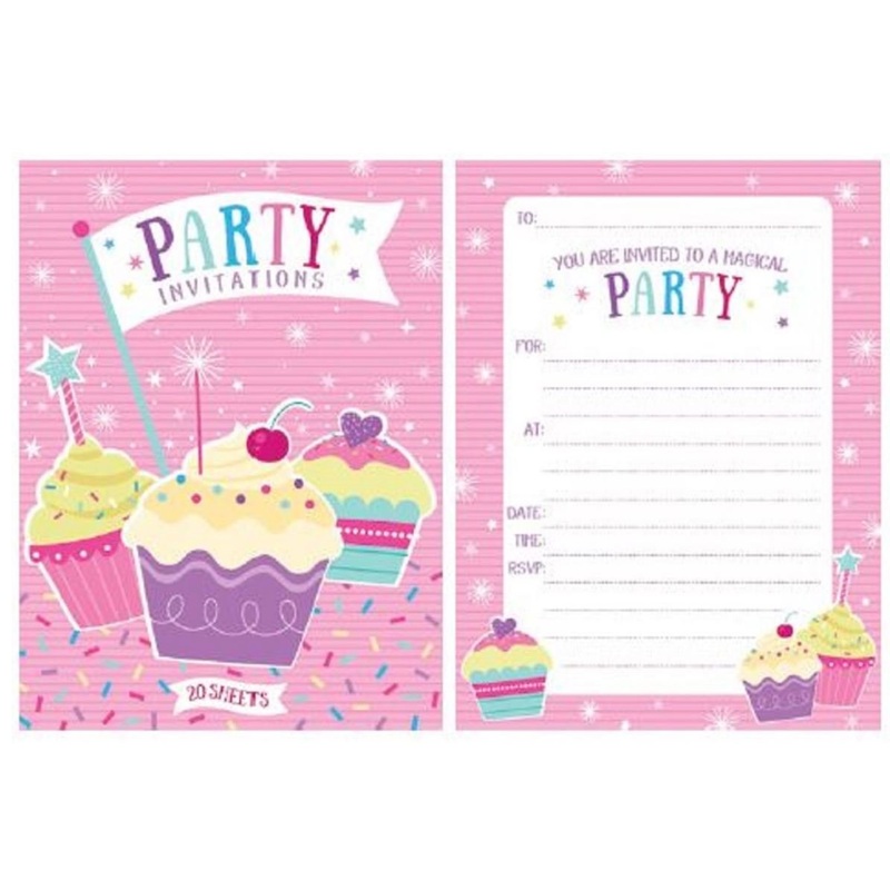 Party Invitation 20 Sheet Pad Cupcake