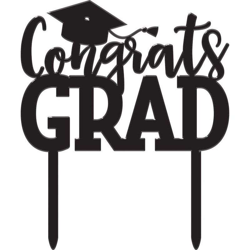 12 pc Bulk Grad Black Cake Topper