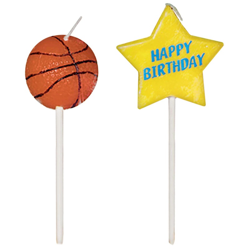 Basketball Cake Candles, 3 Inches, 6 Count