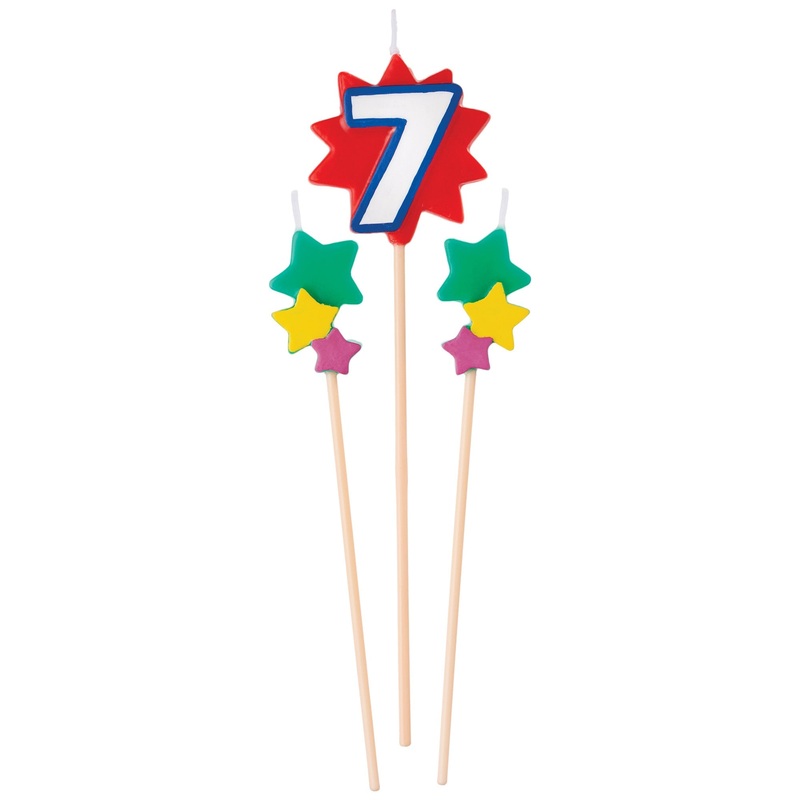 Birthday Cake Pick Candles #7, 5 1/2-7 Inches, 3 Count