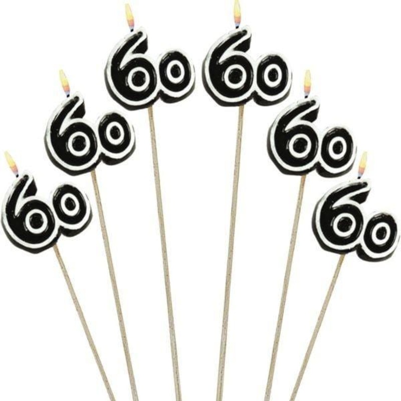 Cake Candles on a Stick - 60 yrs 6/pkg