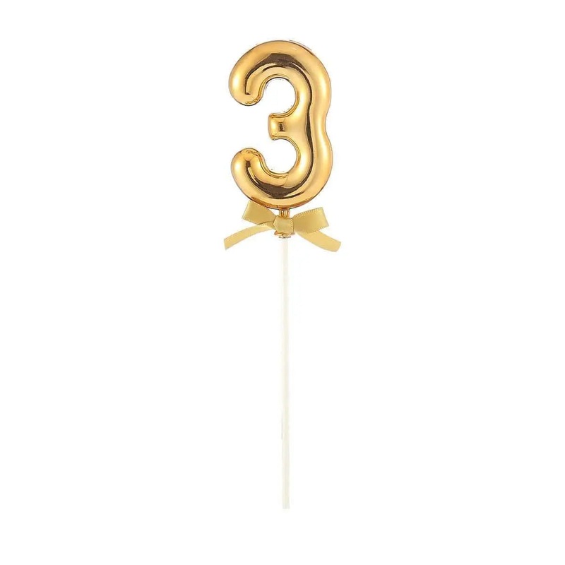 Cake Topper Number '3' - Gold