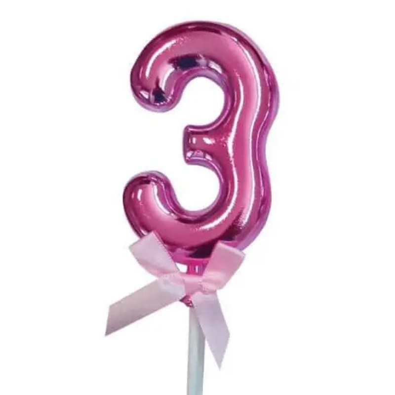 Cake Topper Number '3' - Pink