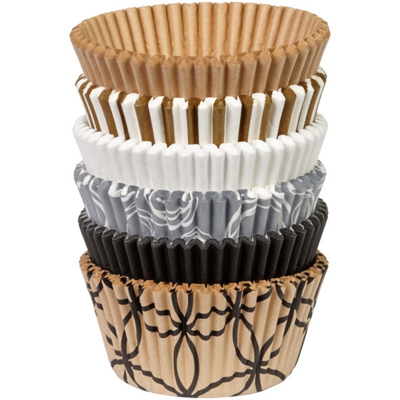 Celebrate Cupcakes Baking Cups, Brown, White & Grey, 150 Count