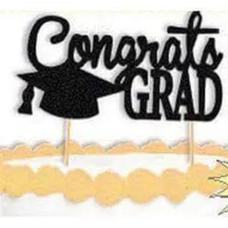 Congrats Grad Cake Topper - Black