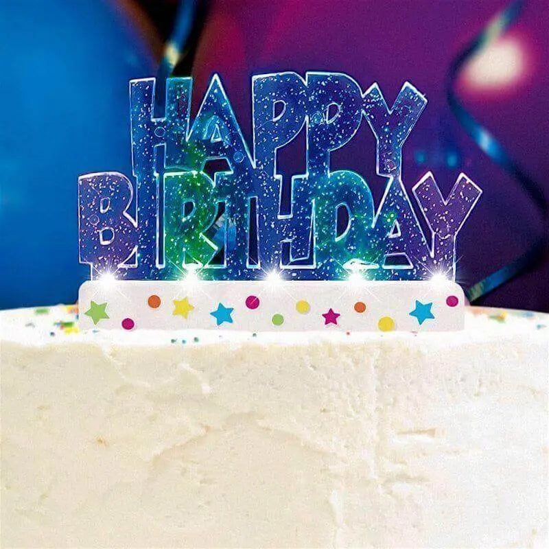 Flashing Happy Birthday Cake Topper (1ct)