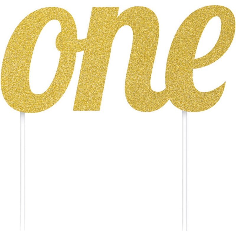 Gold "One" Birthday Cake Topper