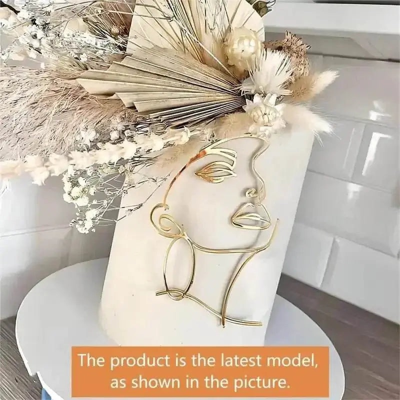Golden Side Face Lines Acrylic Cake Decoration