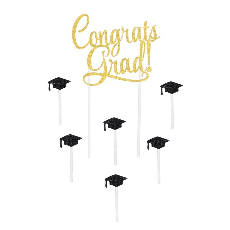 Graduation Cake Toppers "Congrats Grad", 7Count