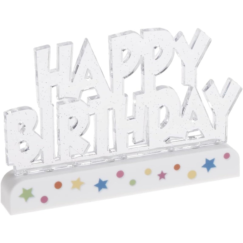 Happy Birthday Flashing Cake Decoration, 1 Count