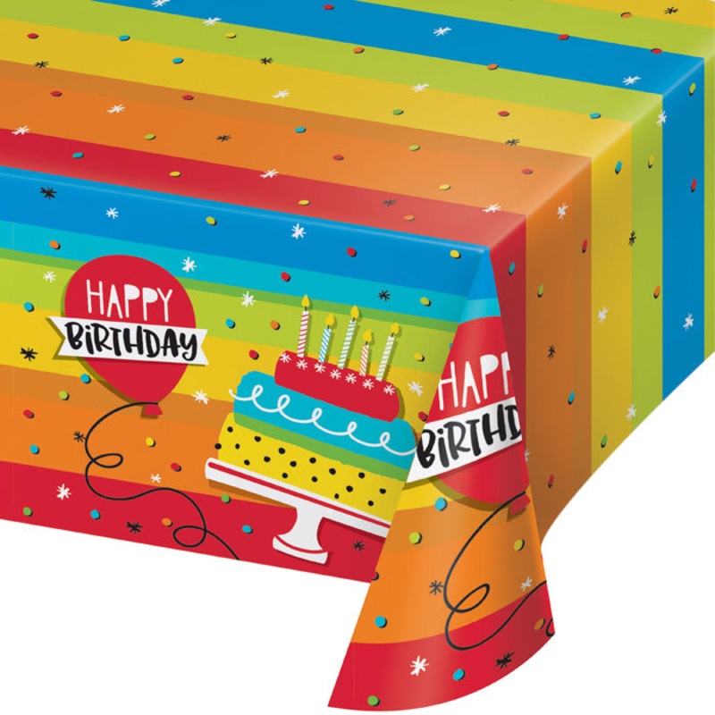 Hoppin' Birthday Cake Plastic Tablecover, 54" X 102"