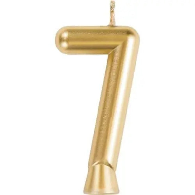 Number '7' Cake Candle - Gold