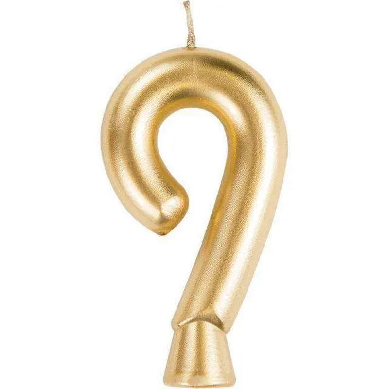 Number '9' Cake Candle - Gold