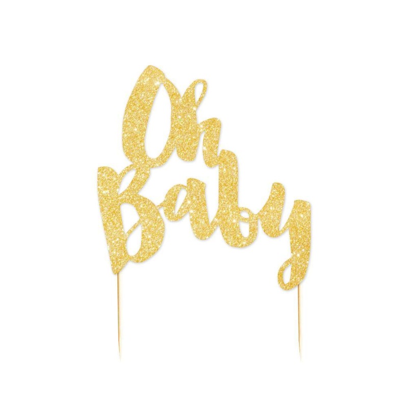Oh Baby' Gold Glitter Cake Topper