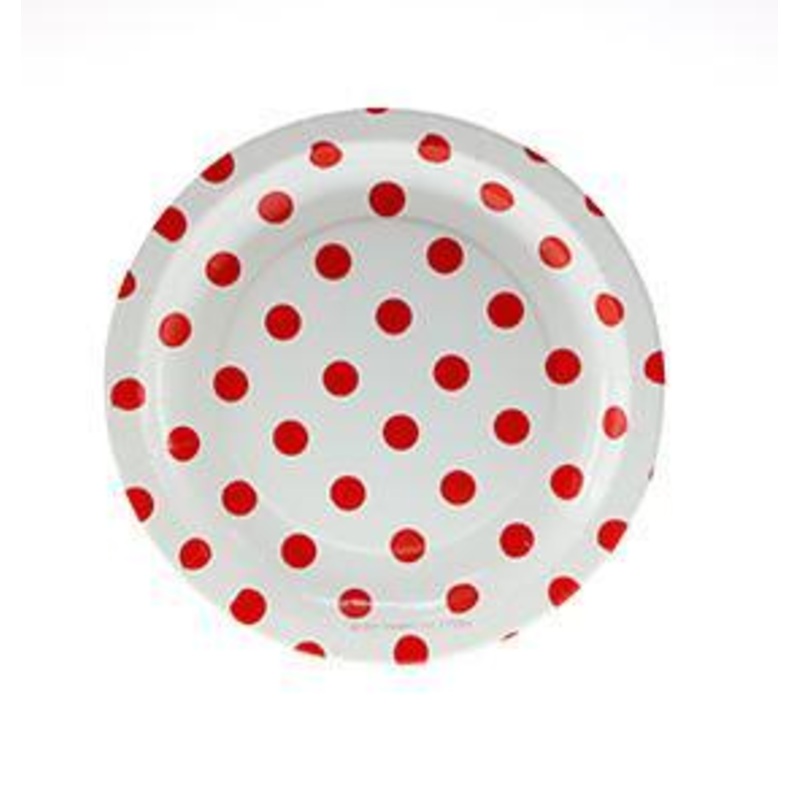 White with Red Polka Dot Cake Plates