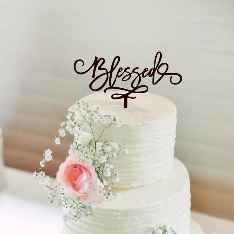 Acrylic Black' Blessed' Cake Topper