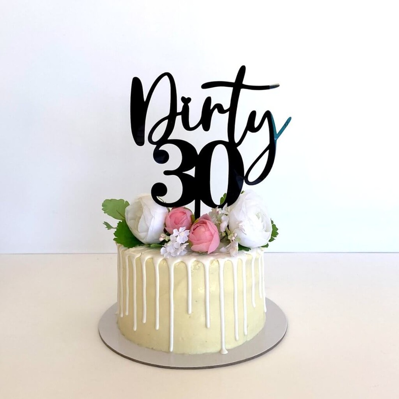 Acrylic Black 'Dirty 30' Birthday Cake Topper