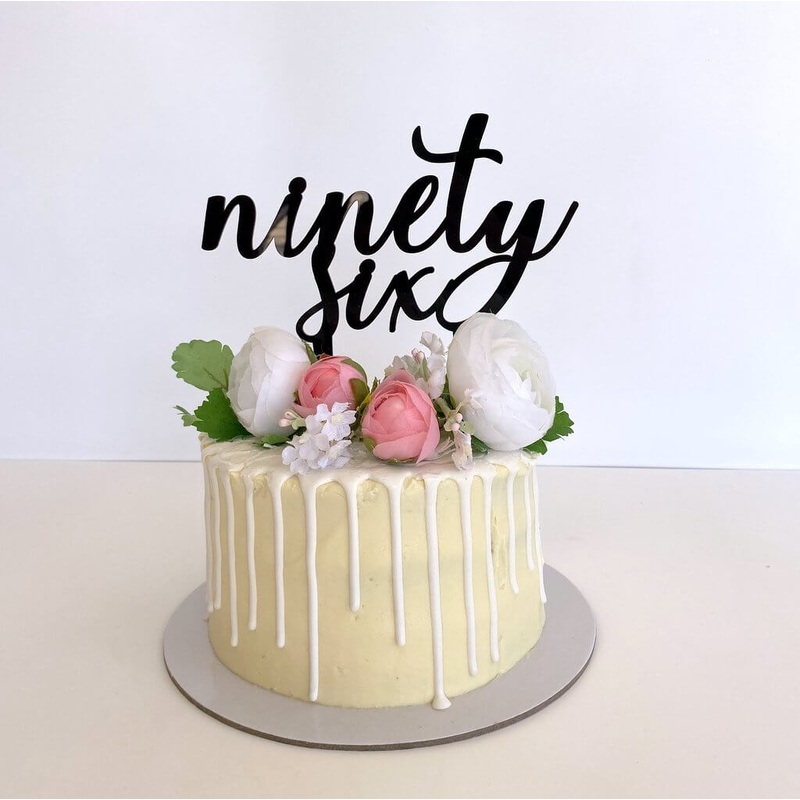 Acrylic Black 'ninety six' Birthday Cake Topper
