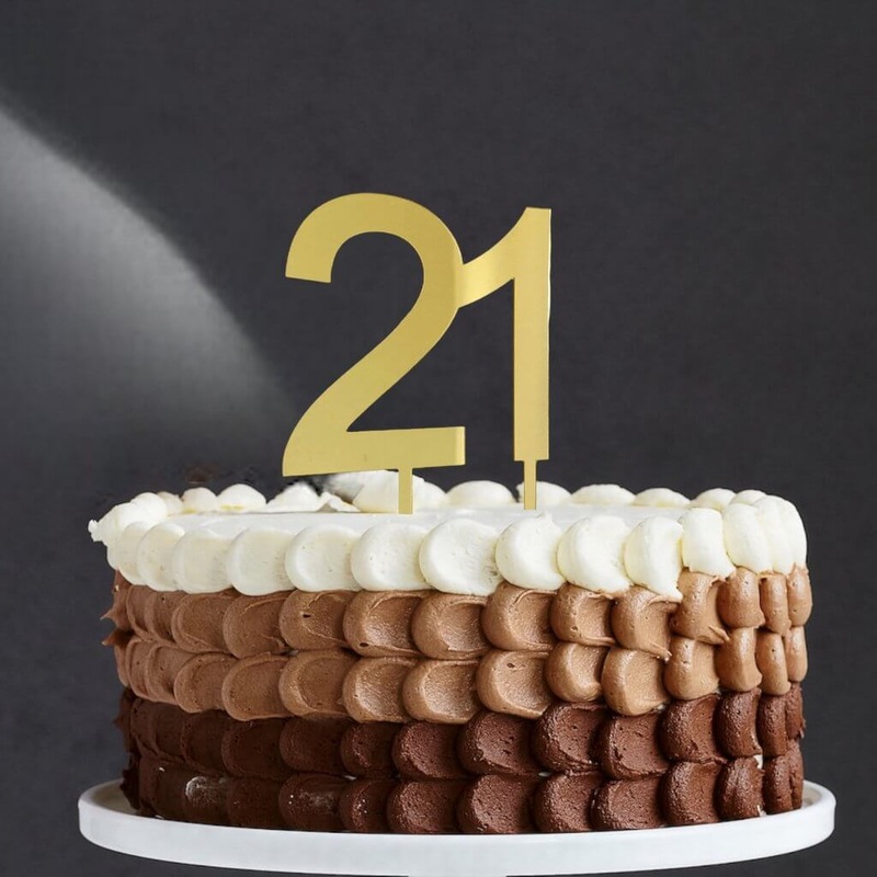 Acrylic Gold Age 21 Number Cake Topper