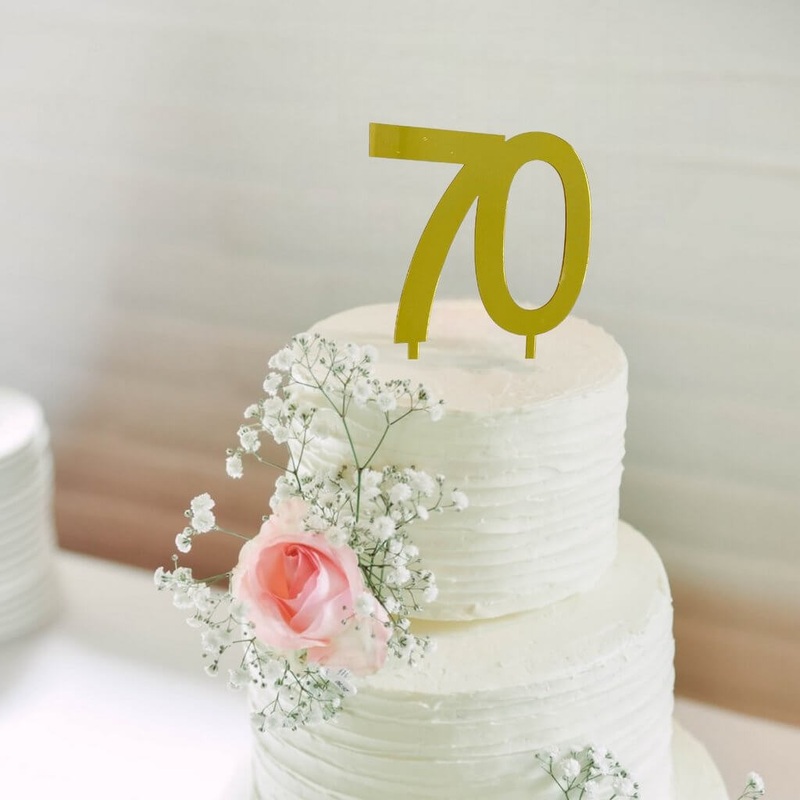 Acrylic Gold Mirror Number 70 Cake Topper