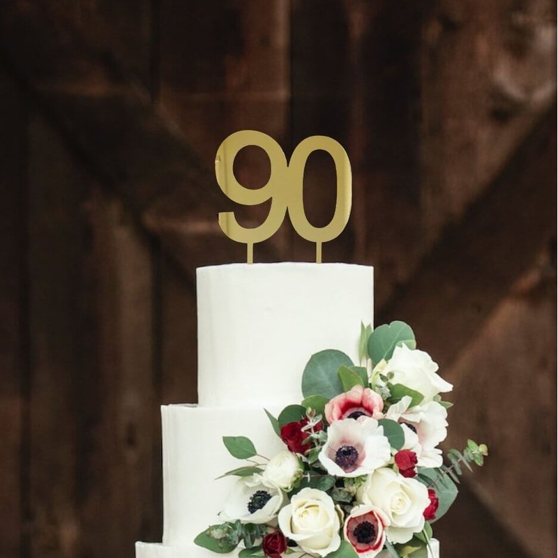 Acrylic Gold Mirror Number 90 Cake Topper