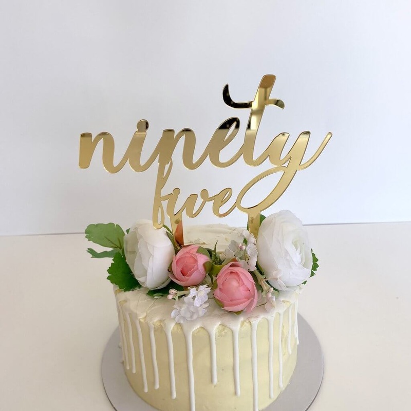 Acrylic Gold 'ninety five' Birthday Cake Topper