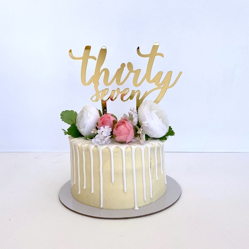 Acrylic Gold 'thirty seven' Birthday Cake Topper