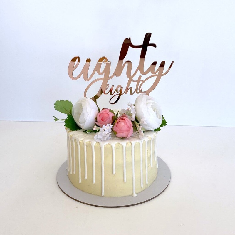 Acrylic Rose Gold 'eighty eight' Birthday Cake Topper