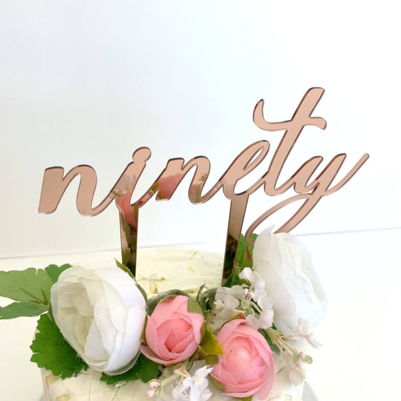 Acrylic Rose Gold 'ninety' Cake Topper