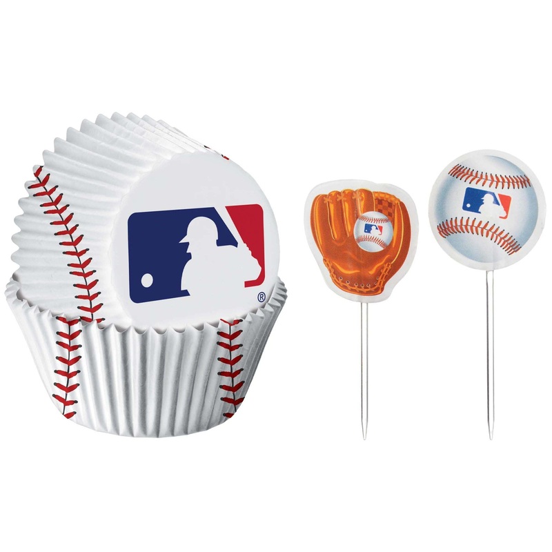 Baseball Cupcake Cups with Picks, 48 Count
